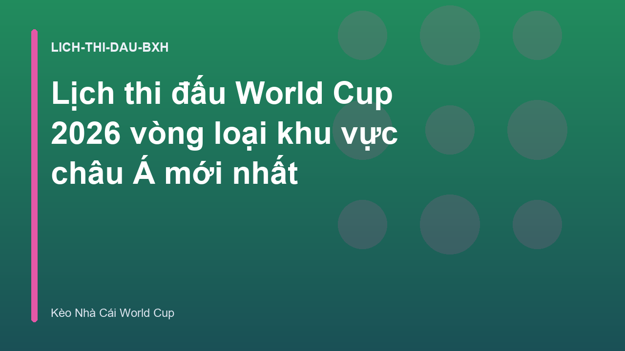 Lịch thi đấu World Cup 2026 vòng loại khu vực châu Á mới nhất